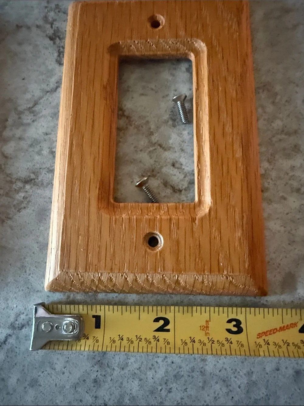 2 vintage Classic Wood Oak Single-Gang Wall Plate Pair Warm Brown